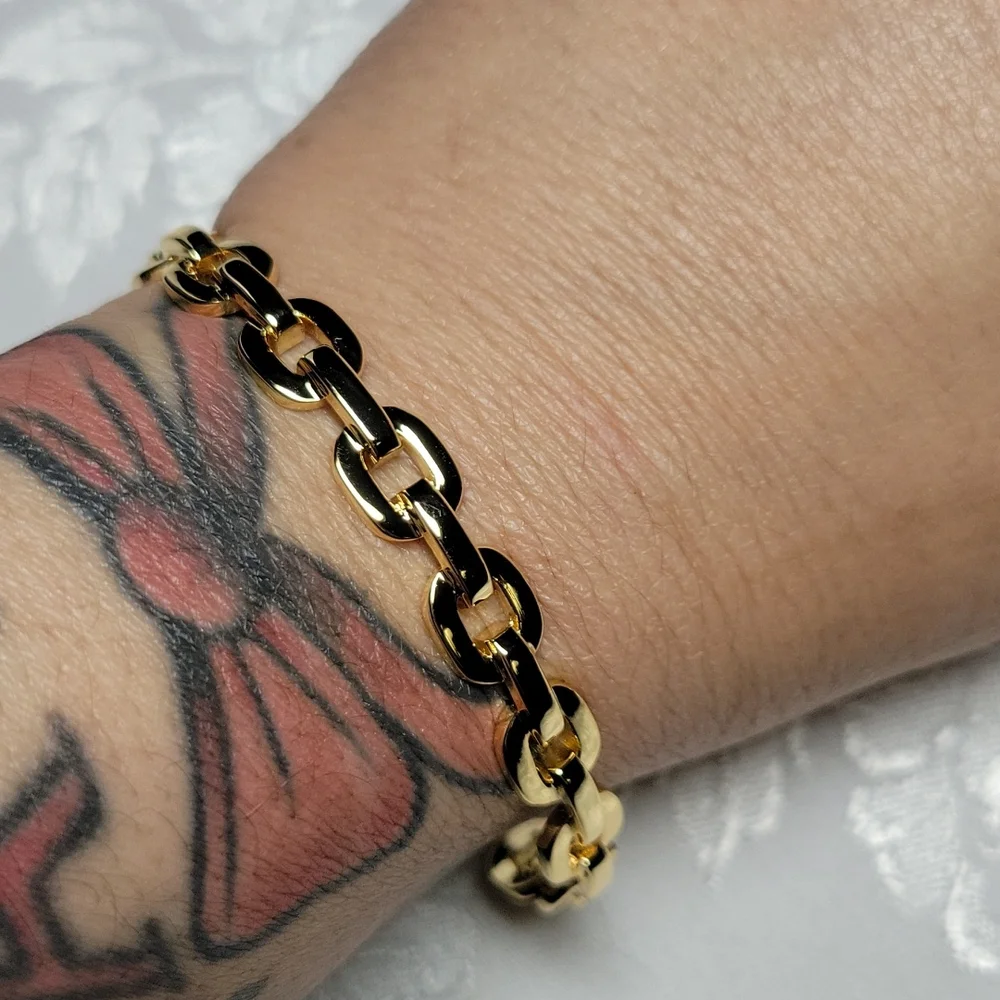 Adornia 14KGP Chain Link Cuff Bracelet